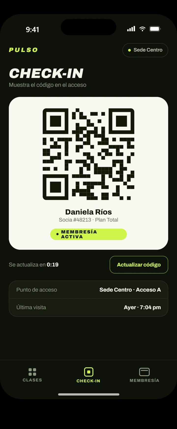 PULSO — check-in con QR
